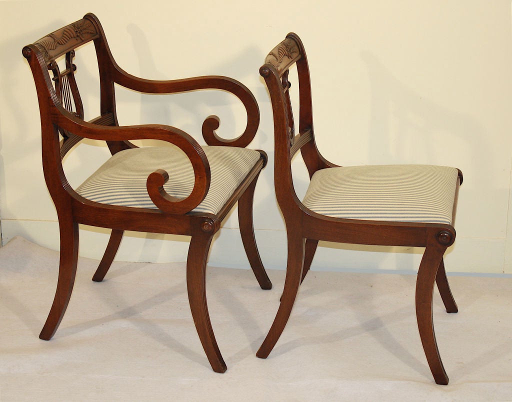 6 Lyre Back Mahogany Klismos Dining Chairs 1