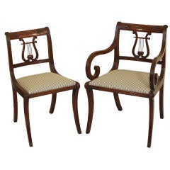 6 Lyre Back Mahogany Klismos Dining Chairs