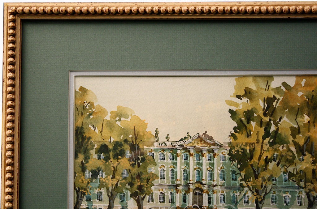 20th Century THREE Russian Watercolors of The Hermitage at St. Petersburg