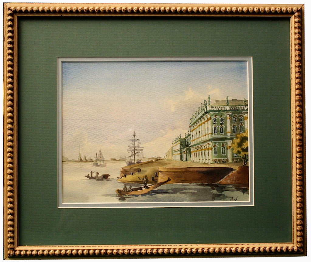 THREE Russian Watercolors of The Hermitage at St. Petersburg 1