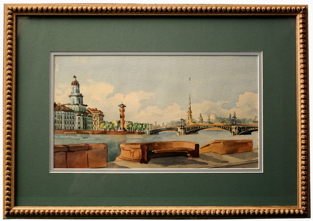 THREE Russian Watercolors of The Hermitage at St. Petersburg 4
