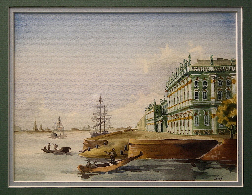 THREE Russian Watercolors of The Hermitage at St. Petersburg 2