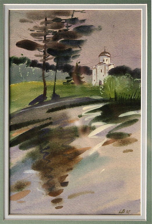 Painted THREE Russian Watercolors - Oranienbaum Palace Views For Sale