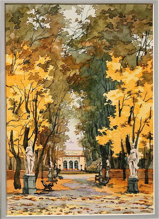 20th Century THREE Russian Watercolors of St. Petersburg Landmarks For Sale