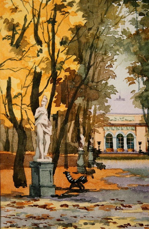 Paper THREE Russian Watercolors of St. Petersburg Landmarks For Sale