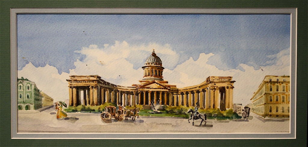 THREE Russian Watercolors of St. Petersburg Landmarks For Sale 2
