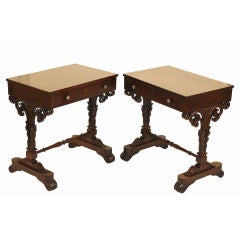 PAIR William IV Mahogany Sofa End or Bed Side Tables