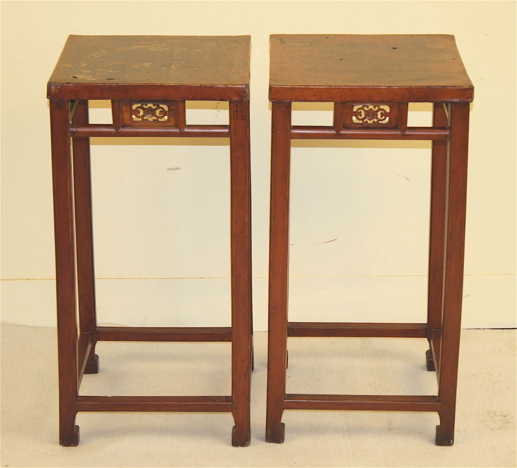Pair of Chinese Leather-Top Pedestal Tables 3