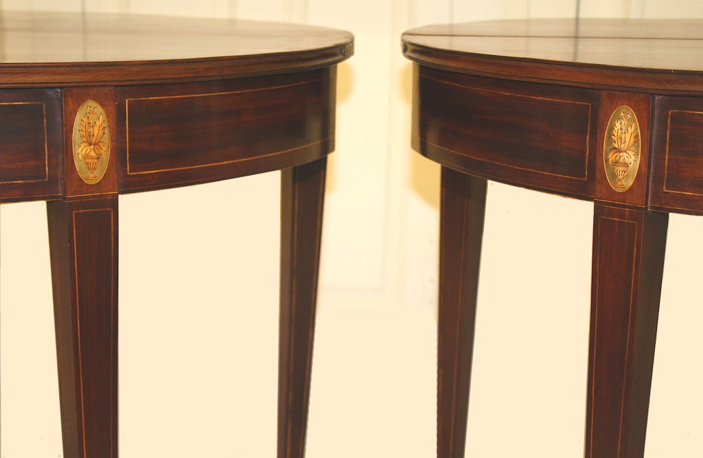 Pair of Baltimore Federal Inlaid Mahogany Demilune Card Tables 3