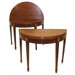 Pair of Baltimore Federal Inlaid Mahogany Demilune Card Tables