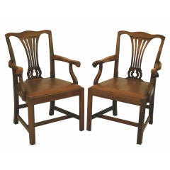 PAIR American Chippendale Revival Armchairs 2