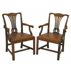 Antique PAIR American Chippendale Revival Armchairs