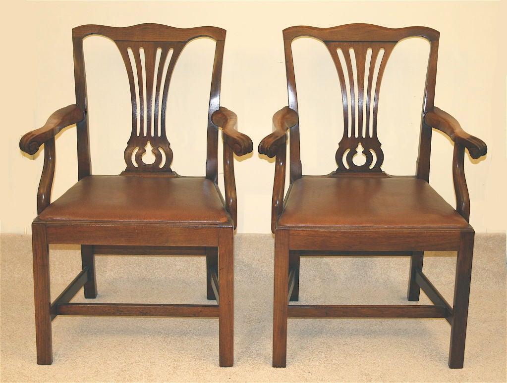 PAIR American Chippendale Revival Armchairs