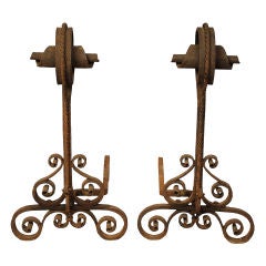 Arts and Crafts Movement 'Baronial' Fireplace Andirons