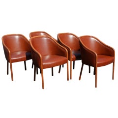 Five Leather Armchairs by Ward Bennett for Brickel
