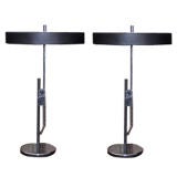 Vintage Industrial Age Adjustable Chrome And Black Table Lamps