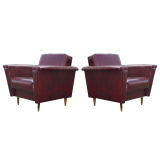Pair Of 1940's Maroon Lounge Chairs
