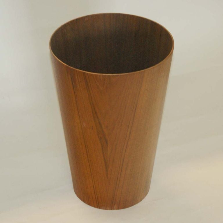 A vintage mid century modern teak waste basket made in Sweden.  Multiple examples are available.