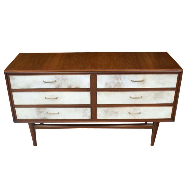 Teak And Parchment Front Dresser