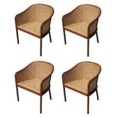 Set Of Four Ward Bennett For Brickel Oak And Cane Arm Chairs