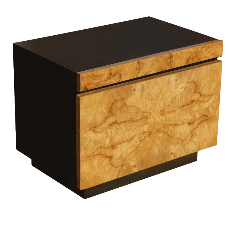 Mid-Century Modern Burled Olivewood Night Stand For Sale