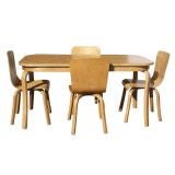 Bentwood Birch Dining Table and Four Chairs