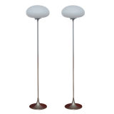 Pair Of Laurel Mushroom Shade Floor Lamps
