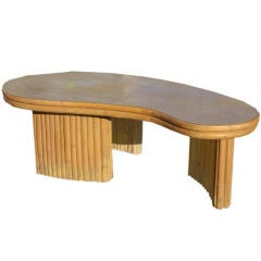 Vintage Kidney Shaped Bamboo Coffee Table