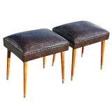 Pair Of Exotic Faux Crocodile Stools