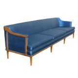 Michael Taylor Blue Satin Sofa Nine Feet