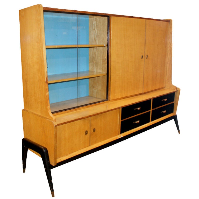 Danish Harewood And Oak China And Sideboard at 1stDibs