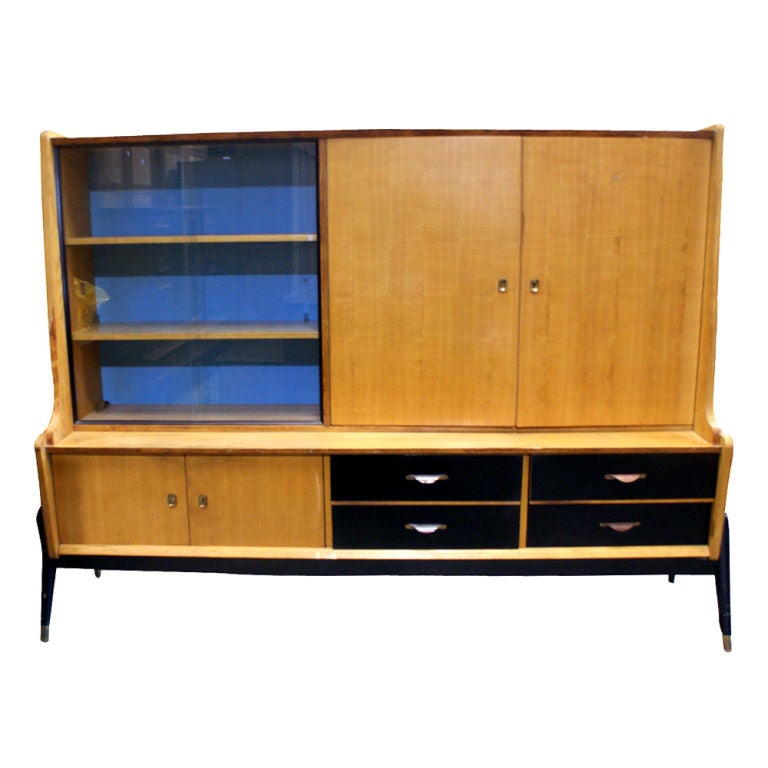 Danish Harewood And Oak China Cabinet And Sideboard