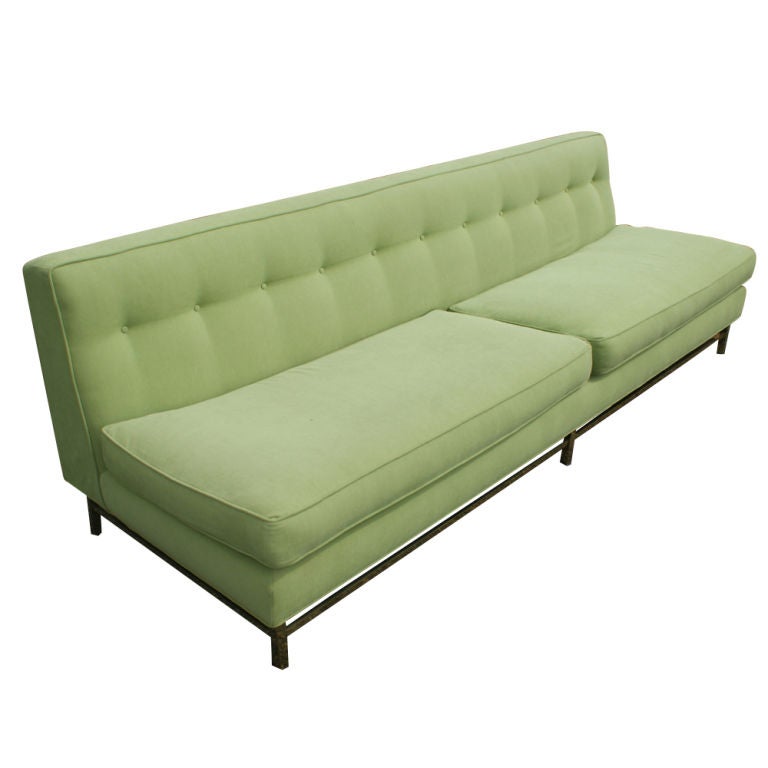 7.5ft Harvey Probber Bronze Base Sofa