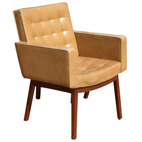 Vincent Cafiero For Knoll Leather Lounge Arm Chair