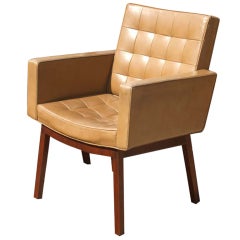 Vincent Cafiero For Knoll Leather Lounge Arm Chair