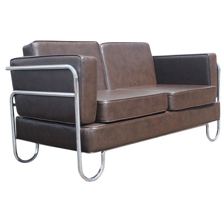 Leather Sofa Settee, Art Deco Leather Sofa Bed