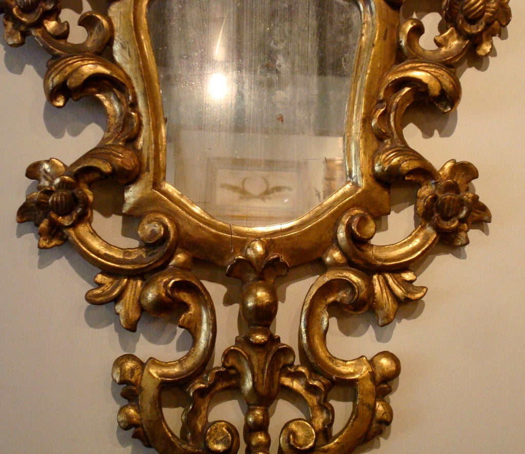 Carved Small Italian Gilded Mirror