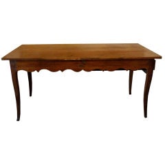 19C Oak Farm Table with Drawer