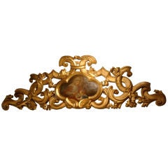 18C Italian Gilded Fragment with Oil Painting