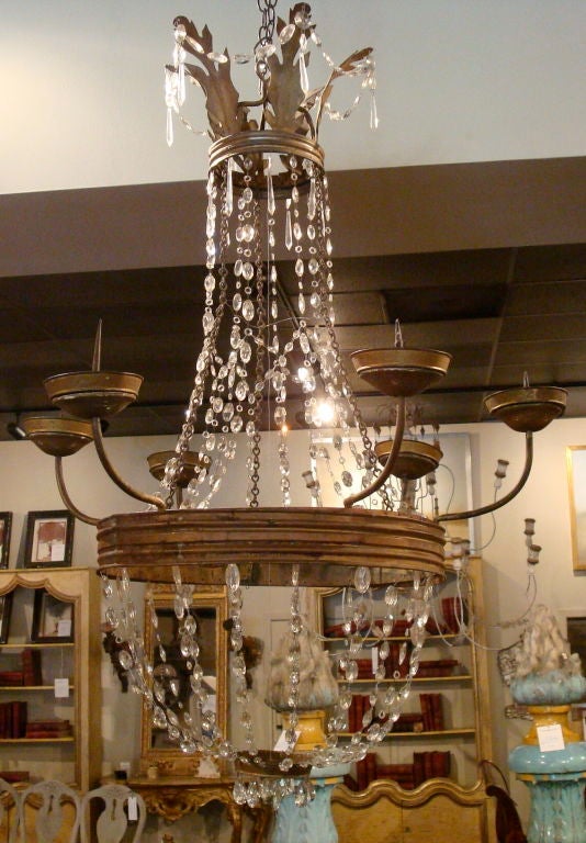 Italian Tole and Crystal Chandelier