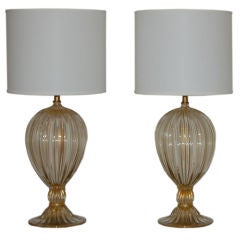 Elegant Murano Table Lamps With 24kt Gold Inclusion