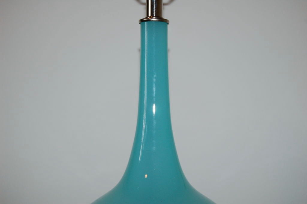 Murano Glass Vintage Murano Table Lamps in Baby Blue on Lucite