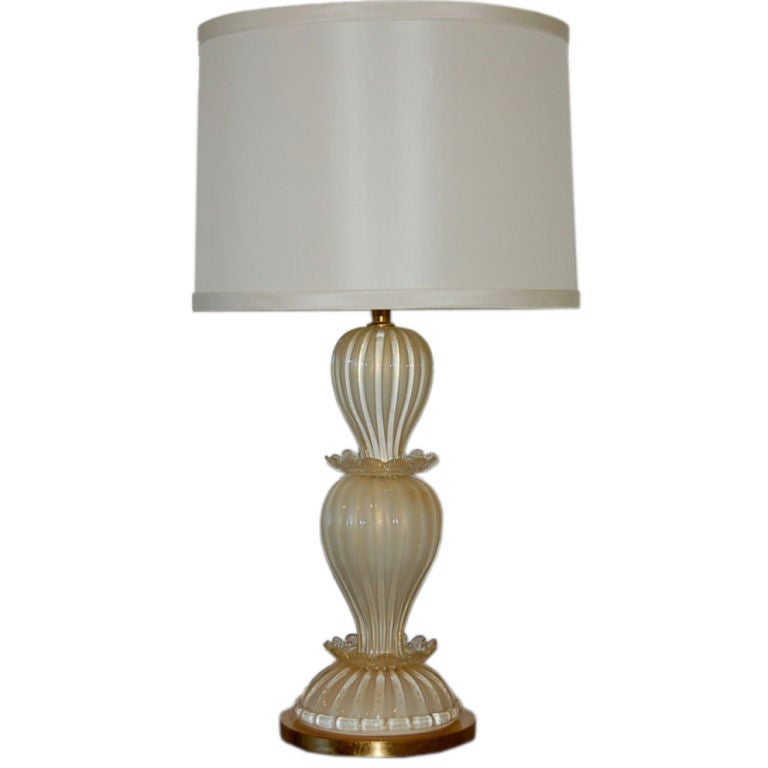 Marbro Lamp Company Custard and Cream Murano Lamp For Sale