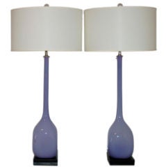 Archimede Seguso - Vintage Murano Long Neck Lamps in Grape Lilac