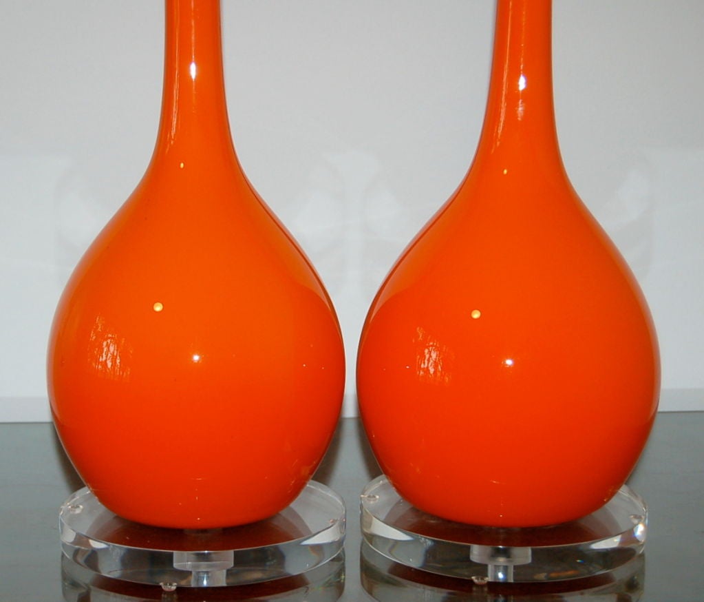 20th Century Orange Long Neck Vintage Murano Lamps by Seguso