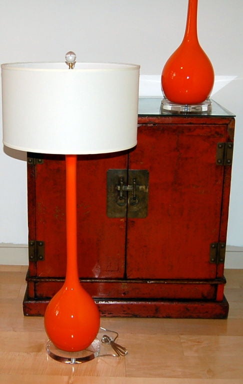 Orange Long Neck Vintage Murano Lamps by Seguso 5