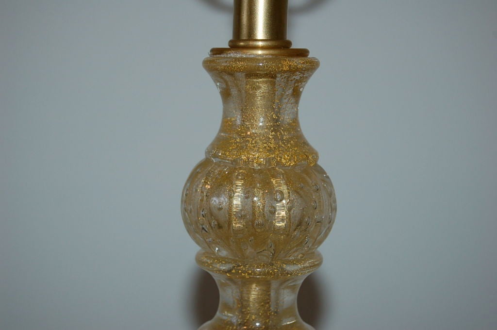 Brilliant Gold Vintage Murano Lamp In Excellent Condition In Little Rock, AR