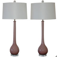 Vintage Murano Long Neck Table Lamps of Lavender Plum