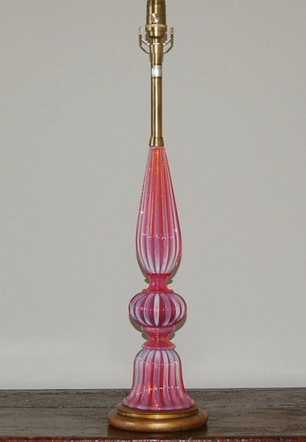 Pink Opaline Murano Table Lamp by Marbro