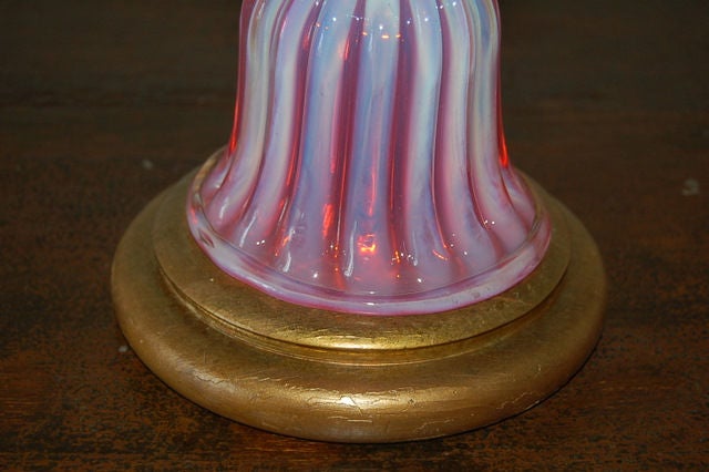 Hollywood Regency Pink Opaline Murano Table Lamp by Marbro For Sale